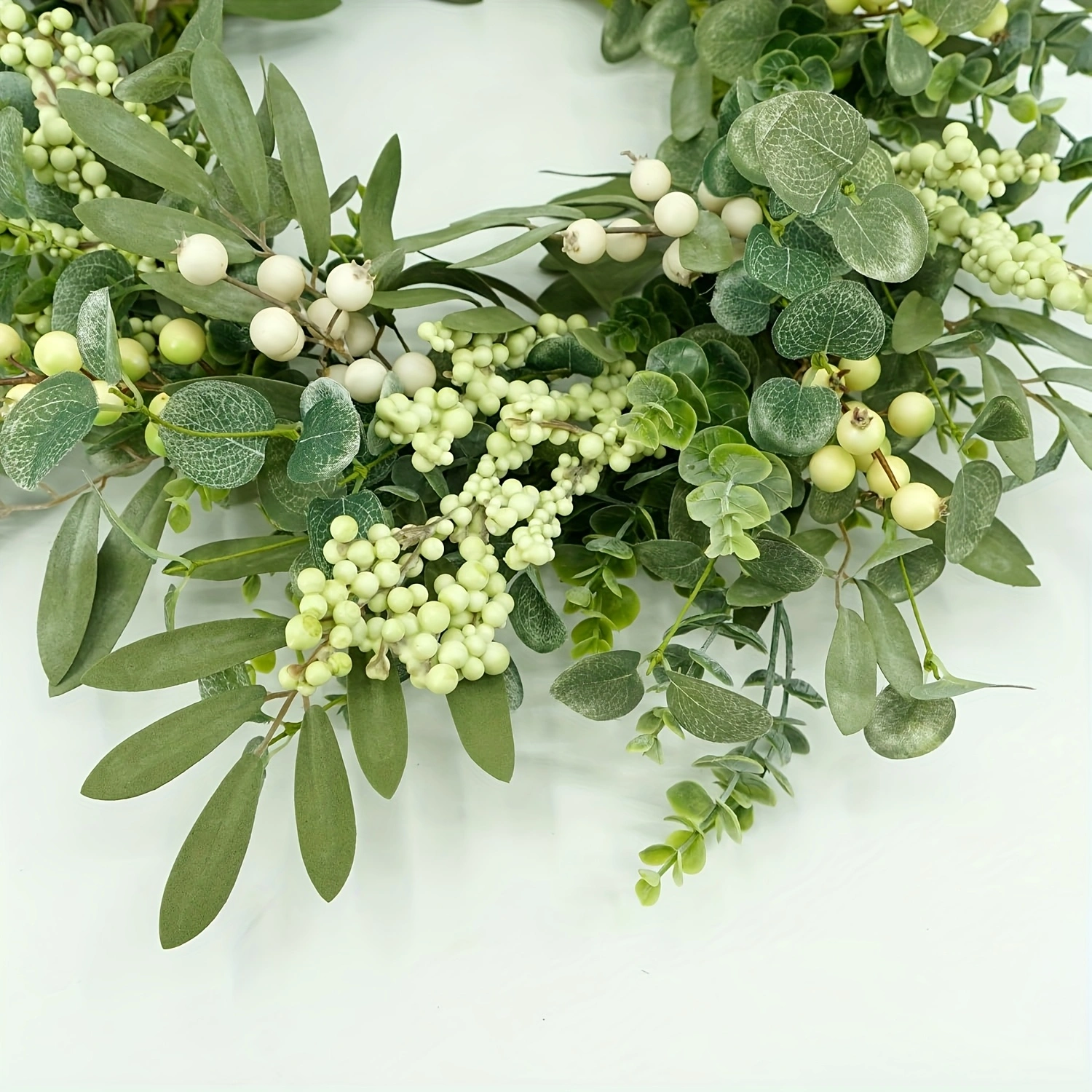 20" Eucalyptus & Olive Leaf Wreath with Berries