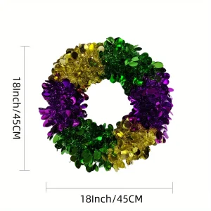 18" Mardi Gras Wreath — Purple, Gold & Green