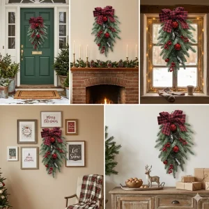 Artificial Christmas Teardrop Swag Lifestyle Image Artificial Christmas Teardrop Swag Lifestyle Image