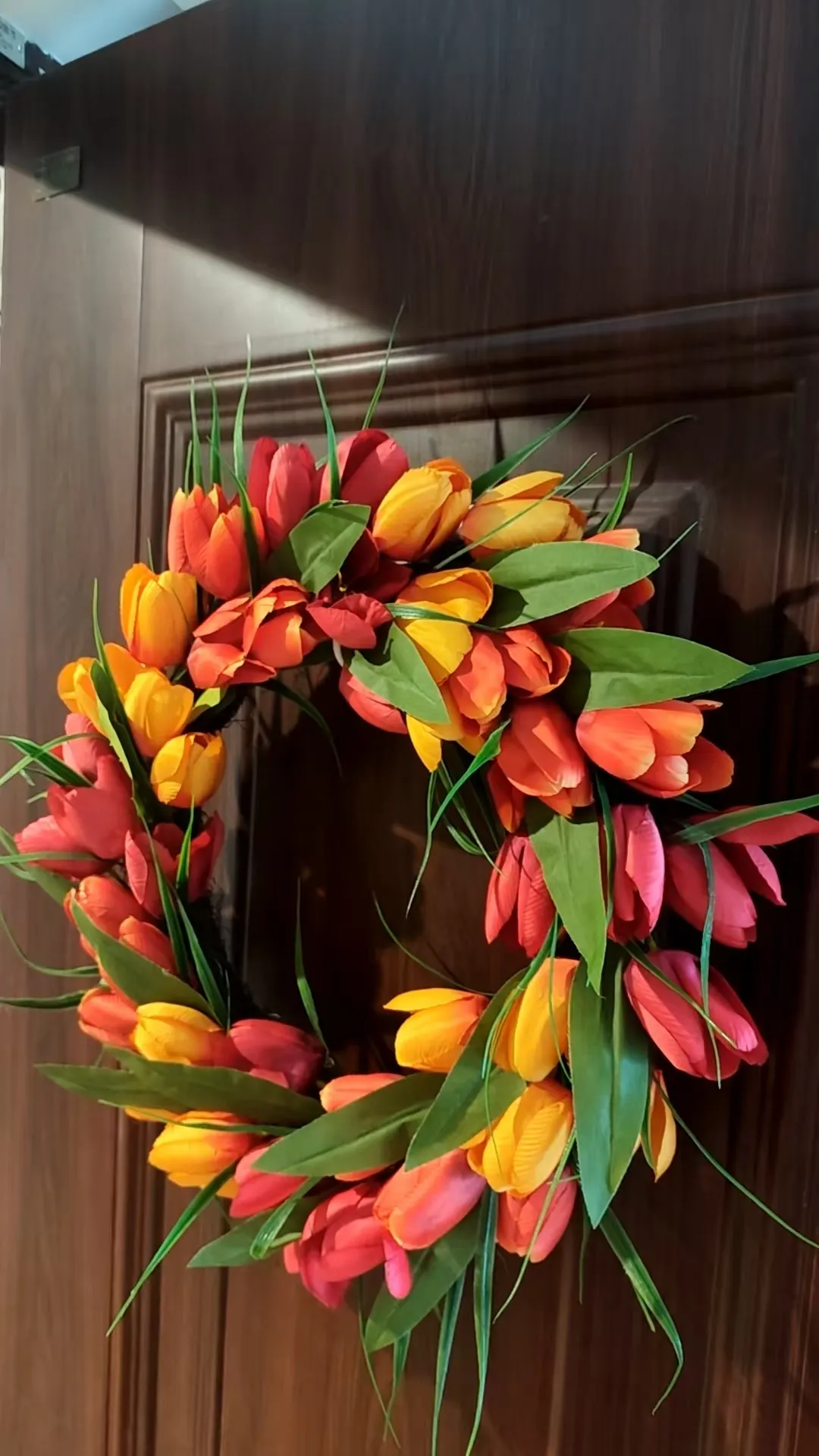 20 Inch Tulip Wreath for Front Door Glass Door Wreath Hanging Examples