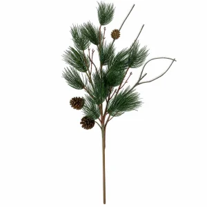 Christmas Pine Cone Branch Spray with Evergreen Needles