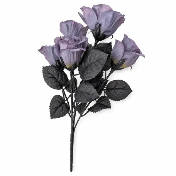 Dusty Purple Artificial Rose Bouquet with Black Leaves Dusty Purple Artificial Rose Bouquet with Black Leaves