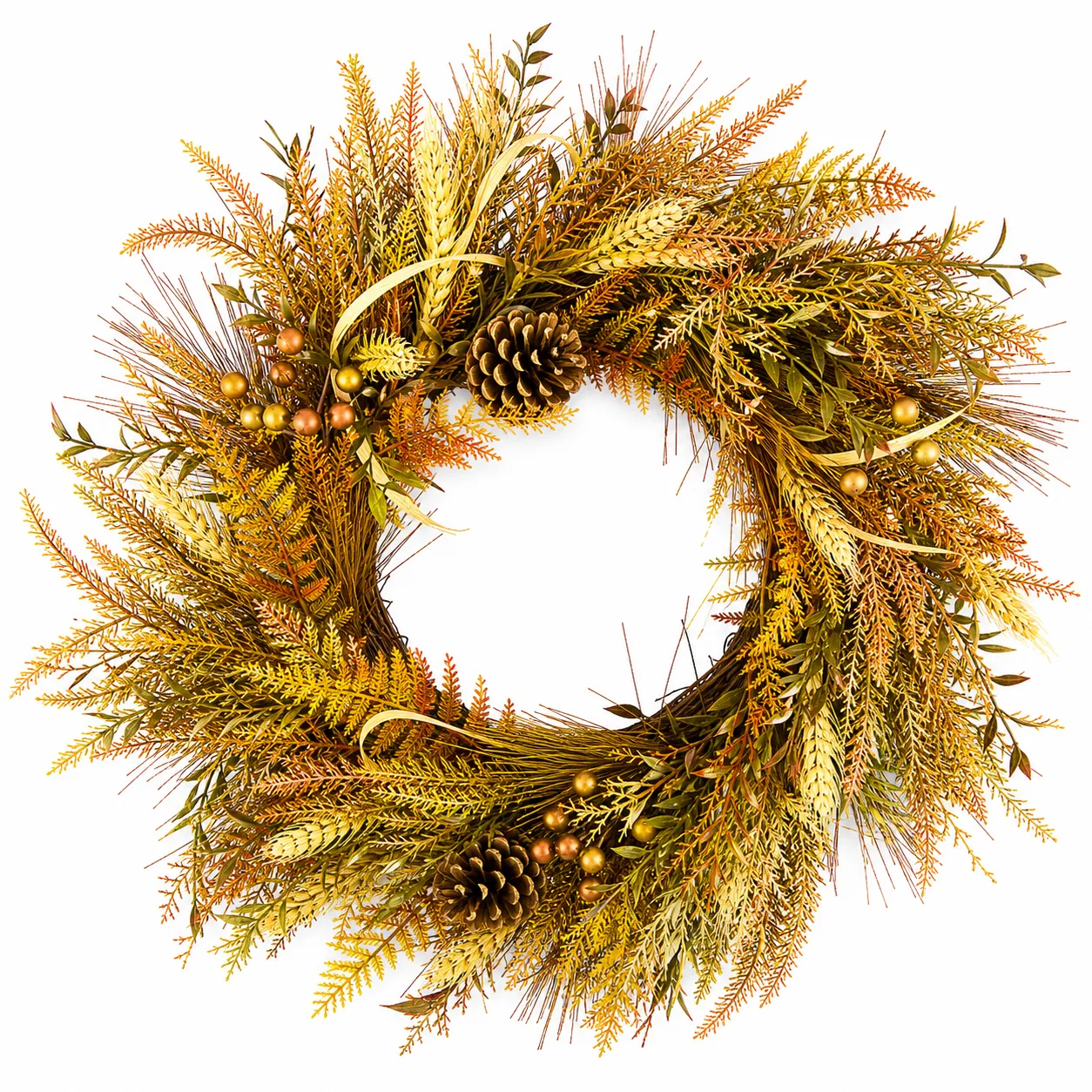 Fall Harvest Wreath with Wheat Pinecones and Berries Fall Harvest Wreath with Wheat Pinecones and Berries