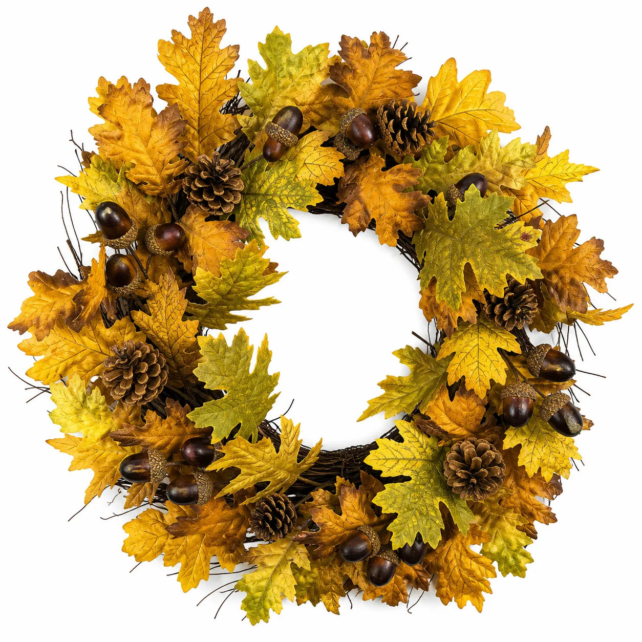 Fall Maple Leaf Wreath with Acorns and Pinecones for Front Door Fall Maple Leaf Wreath with Acorns and Pinecones for Front Door