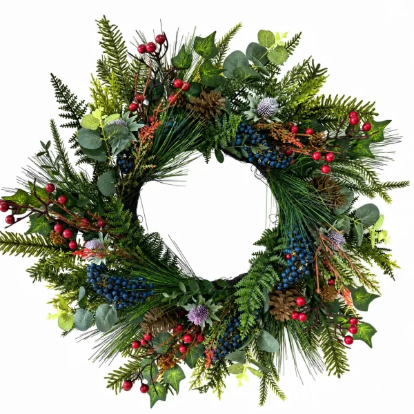 Mixed Greenery Wreath with Berries and Pine Cones Mixed Greenery Wreath with Berries and Pine Cones