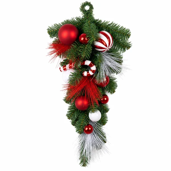 Red and White Candy Cane Christmas Teardrop Door Swag