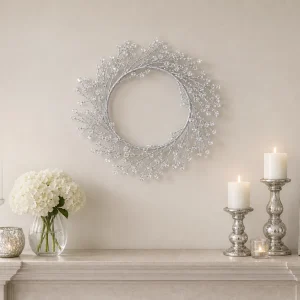 Silver Crystal Branch Wreath-scene-2 Silver Crystal Branch Wreath with Clear Beaded Accents