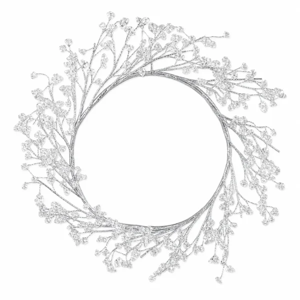 Silver Crystal Branch Wreath with Clear Beaded Accents