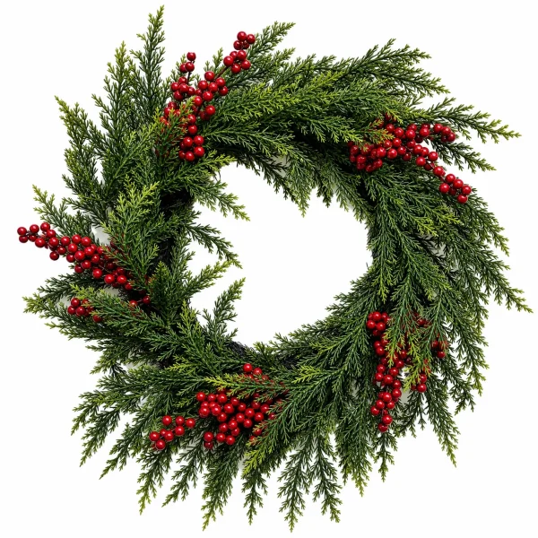 Christmas Evergreen Wreath with Red Berries